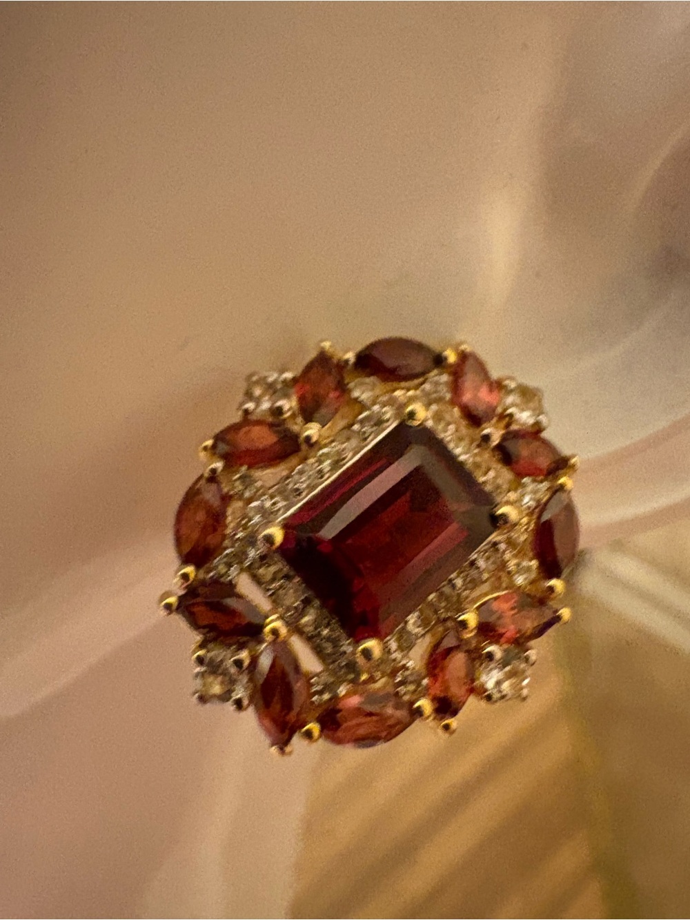 NEW 925 Sterling Silver Garnet White Topaz Earrings 7.65ct Gold Tone